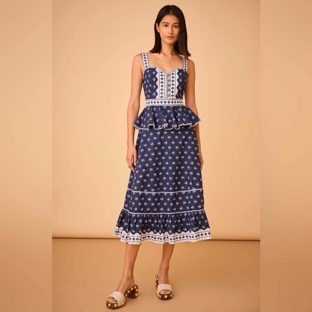 NWT Hunter Bell Lacey Dress in Blue Ditsy Floral (Navy White)